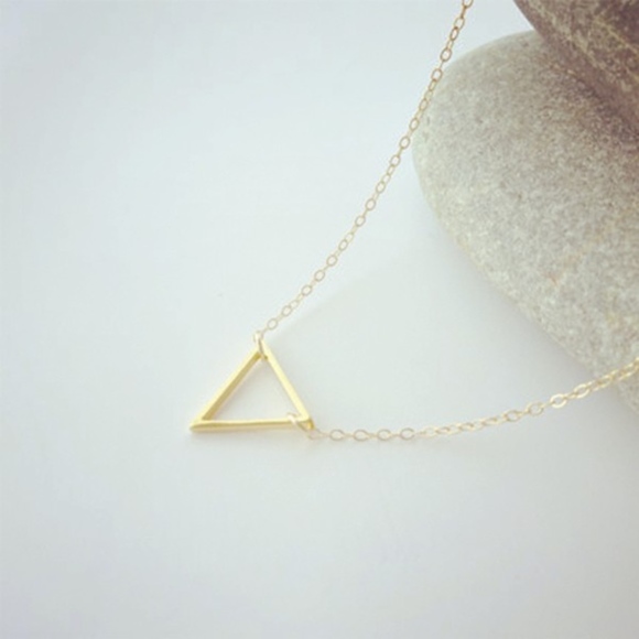 Simple Dainty Triangle Pendant Necklace - Picture 2 of 4